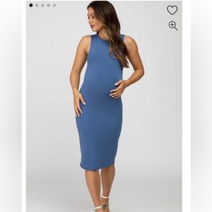 Pink Blush Maternity Midi Dress Blue Worn one time